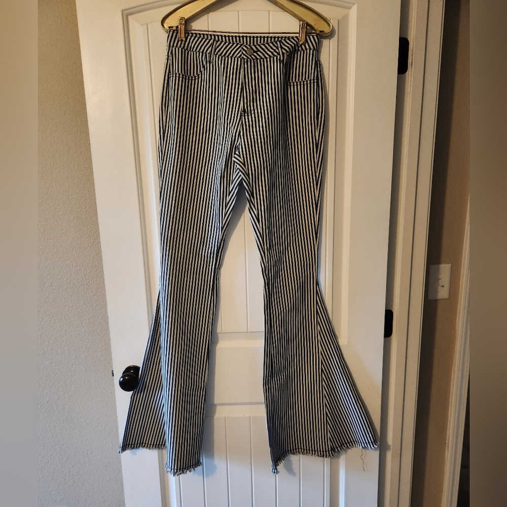 Saints And Heart Striped Flared Women's Jeans